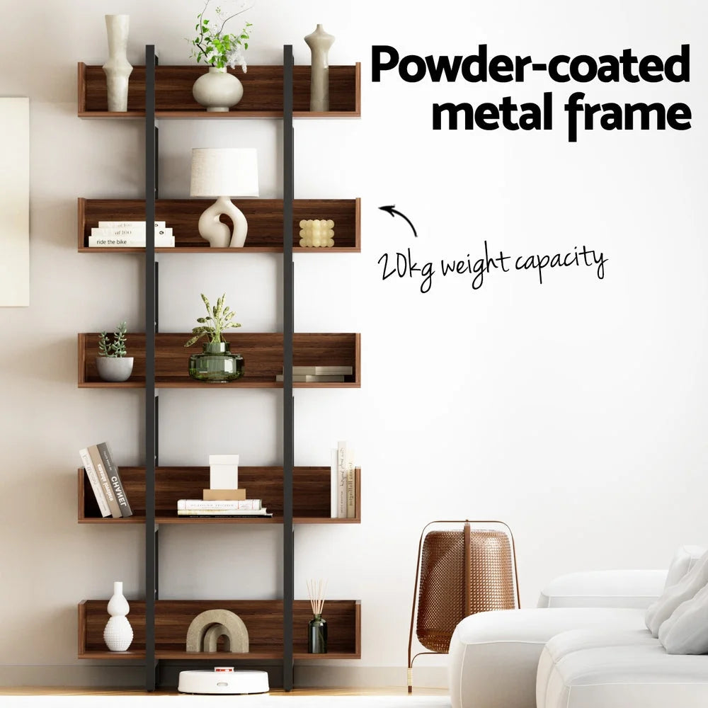 Artiss Bookshelf 5-Tier Bookcase Display Shelves Metal