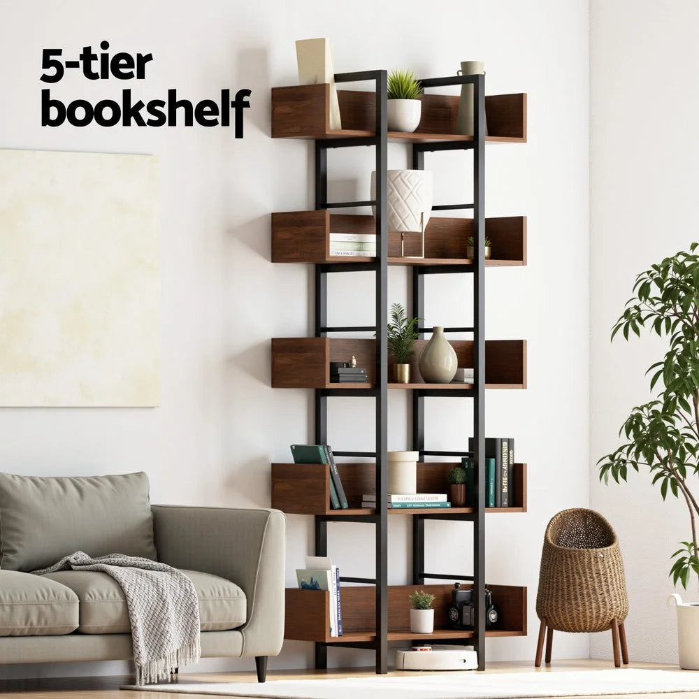 Artiss Bookshelf 5-Tier Bookcase Display Shelves Metal