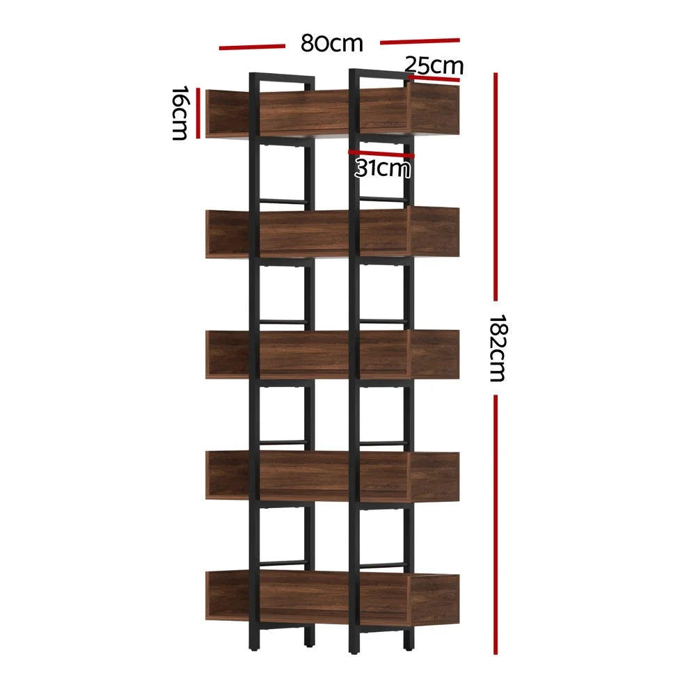 Artiss Bookshelf 5-Tier Bookcase Display Shelves Metal
