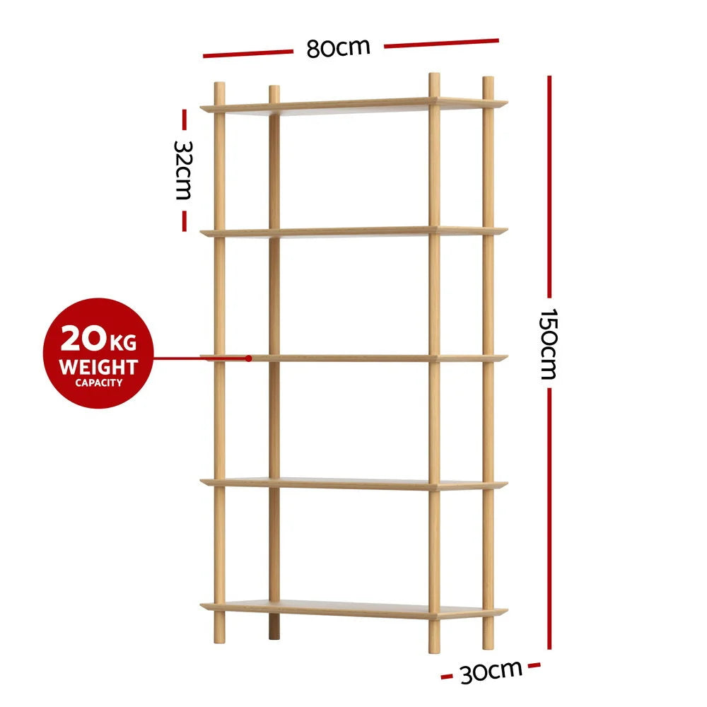 Artiss Bookshelf 5 Tiers Bookcase Display Shelves Wooden