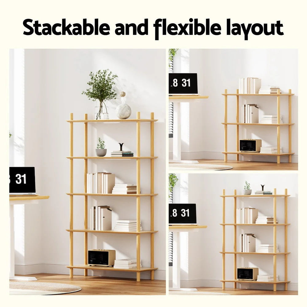 Artiss Bookshelf 5 Tiers Bookcase Display Shelves Wooden
