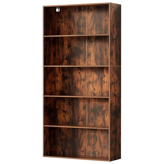 Artiss Bookshelf 5 Tiers Walnut - Furniture > Living Room >