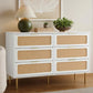 White storage cabinet with chest drawers lowboy surface