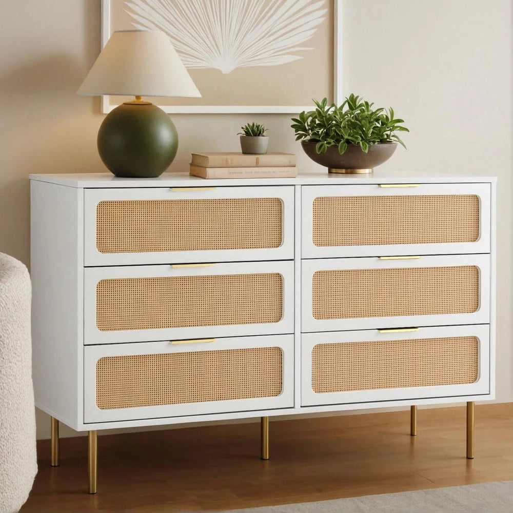 Artiss Chest of 6 Drawers Lowboy Cabinet White - Furniture