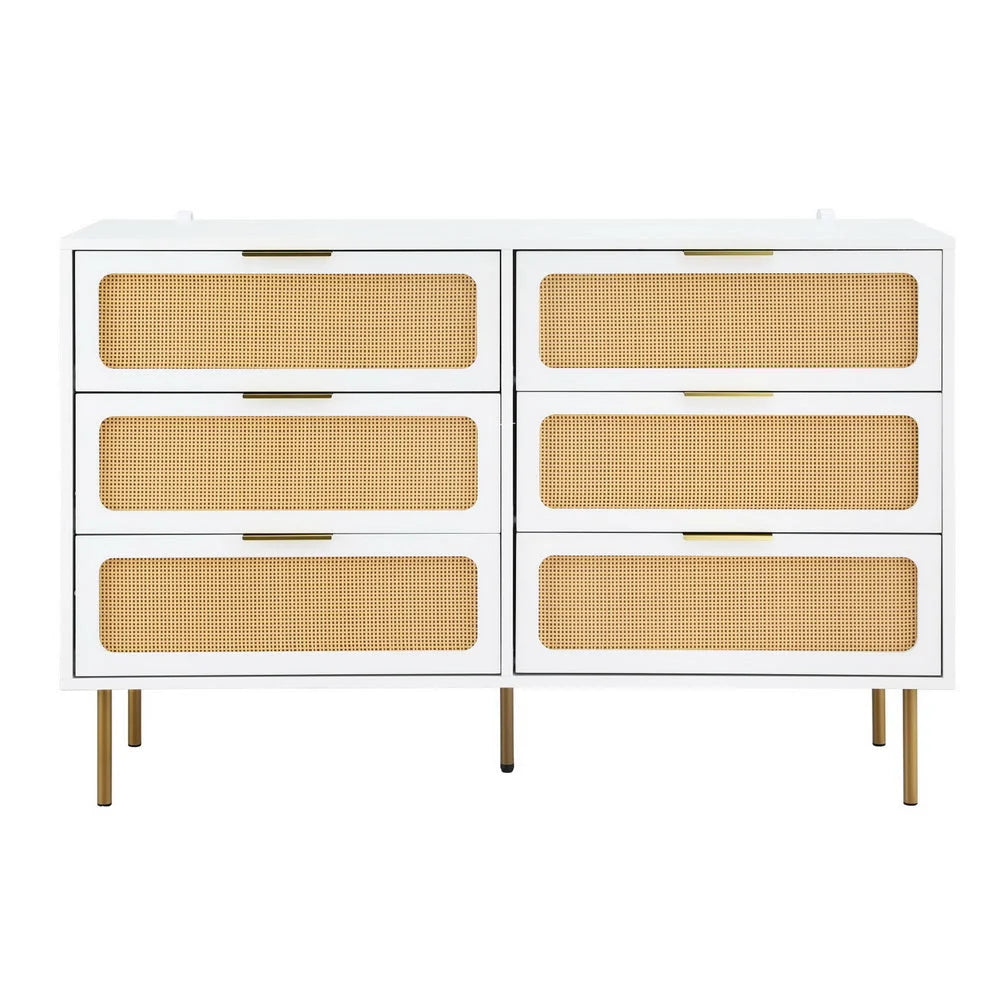 Artiss Chest of 6 Drawers Lowboy Cabinet White - Furniture