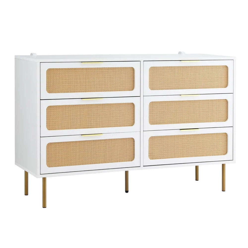 Artiss Chest of 6 Drawers Lowboy Cabinet White - Furniture