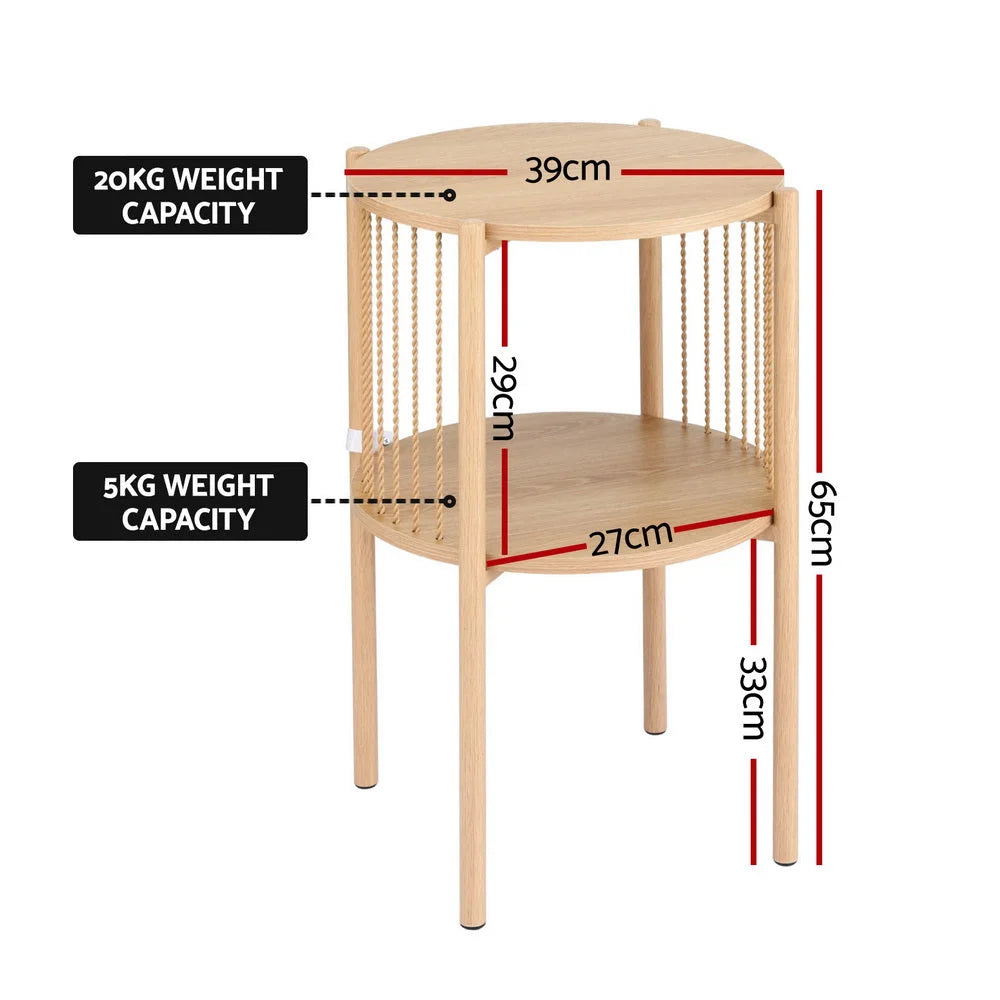 Artiss Coffee Table 2-Tier Round Wood - Furniture > Living