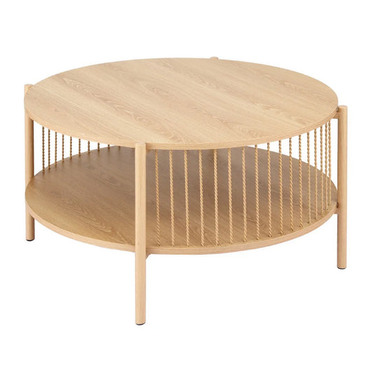 Artiss Coffee Table 2-Tier Round Wood - Furniture > Living
