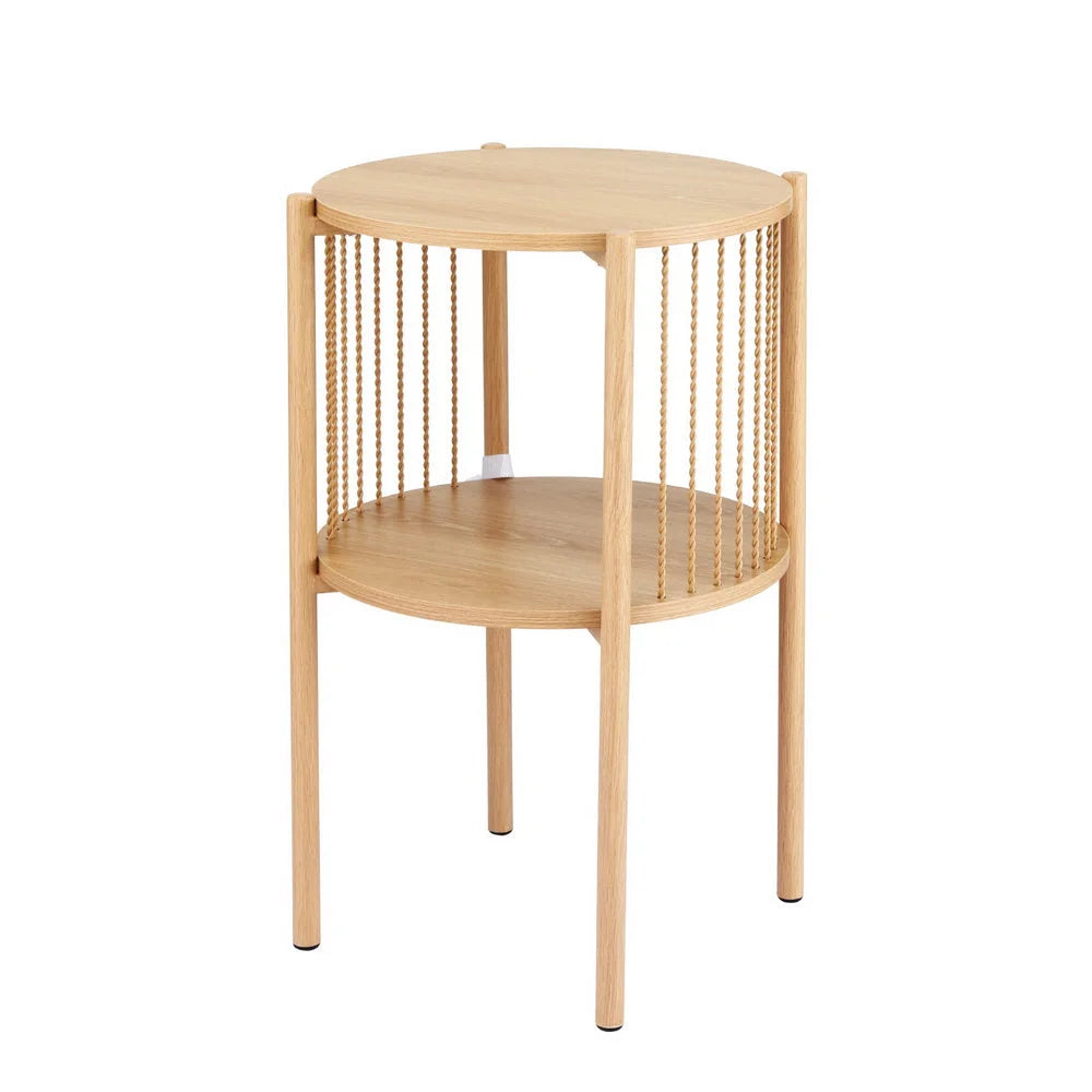 Artiss Coffee Table 2-Tier Round Wood - Furniture > Living