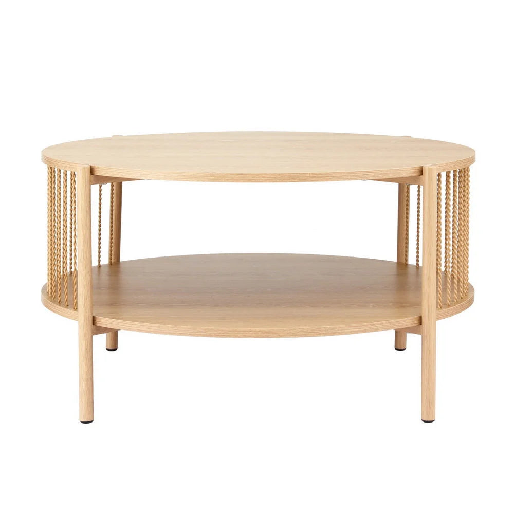 Artiss Coffee Table 2-Tier Round Wood - Furniture > Living