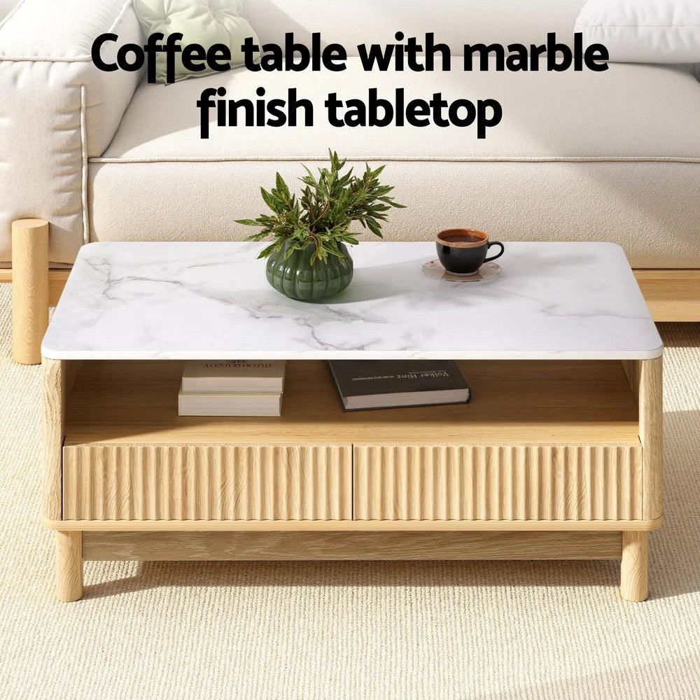 Coffee table drawer shelf table