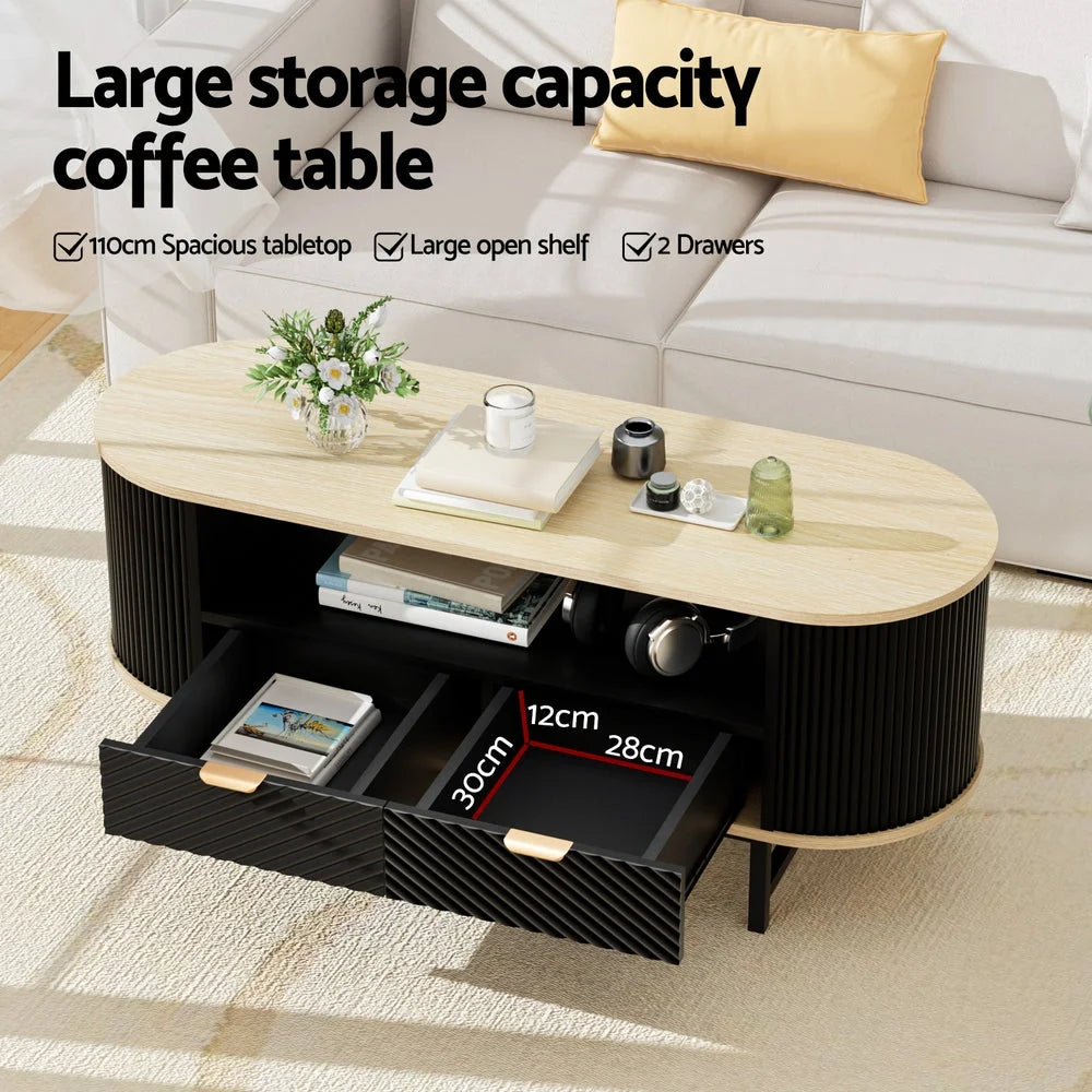 Table with coffee drawer shelf living room