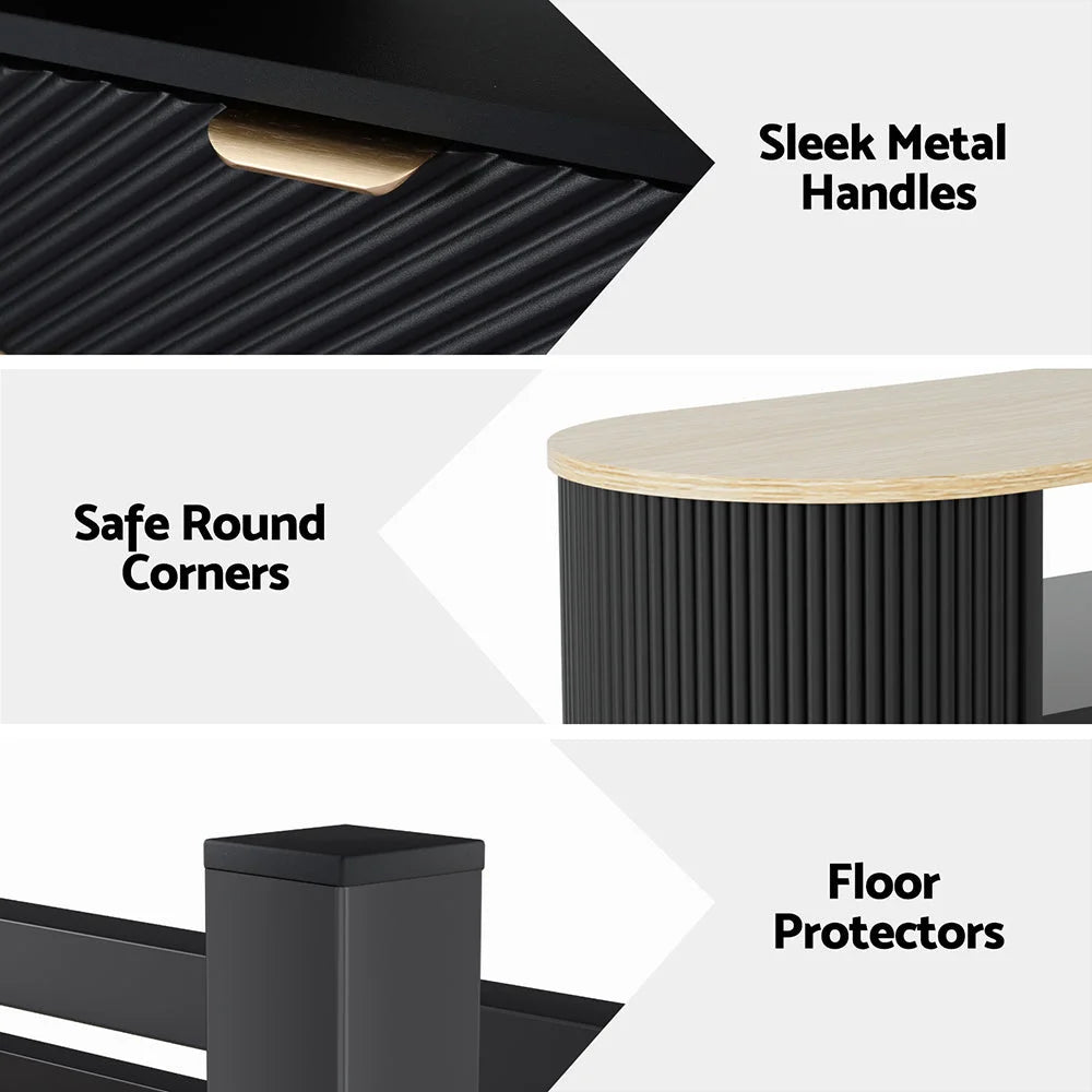 Artiss Coffee Table Drawer Shelf Wood&Black - Furniture >
