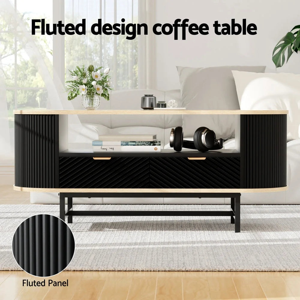 Coffee table drawer shelf table