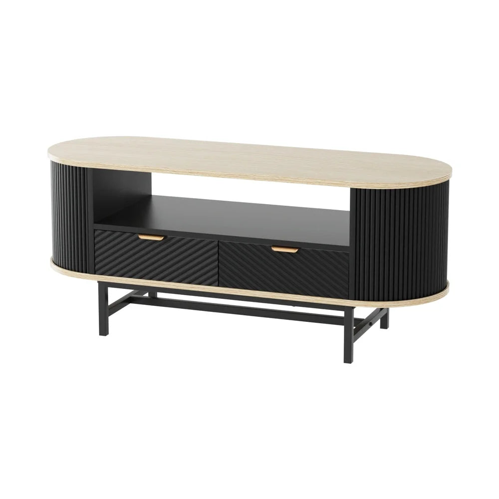 Black wood table with coffee drawer shelf living