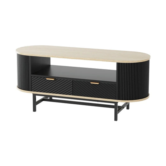 Artiss Coffee Table Drawer Shelf Wood&Black - Furniture >