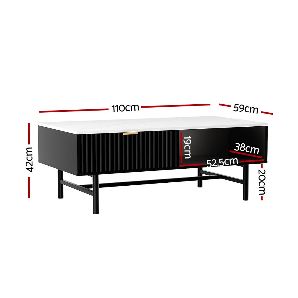 Table with coffee drawer storage shelf