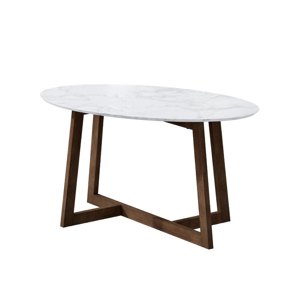 Artiss Coffee Table Oval Marble Effect - Furniture > Living