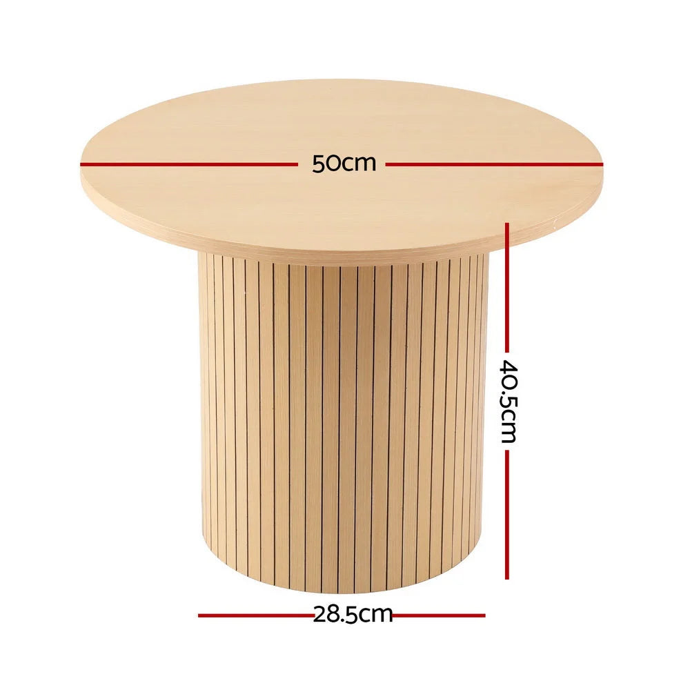 Artiss Coffee Table Round Fluted - Furniture > Living Room