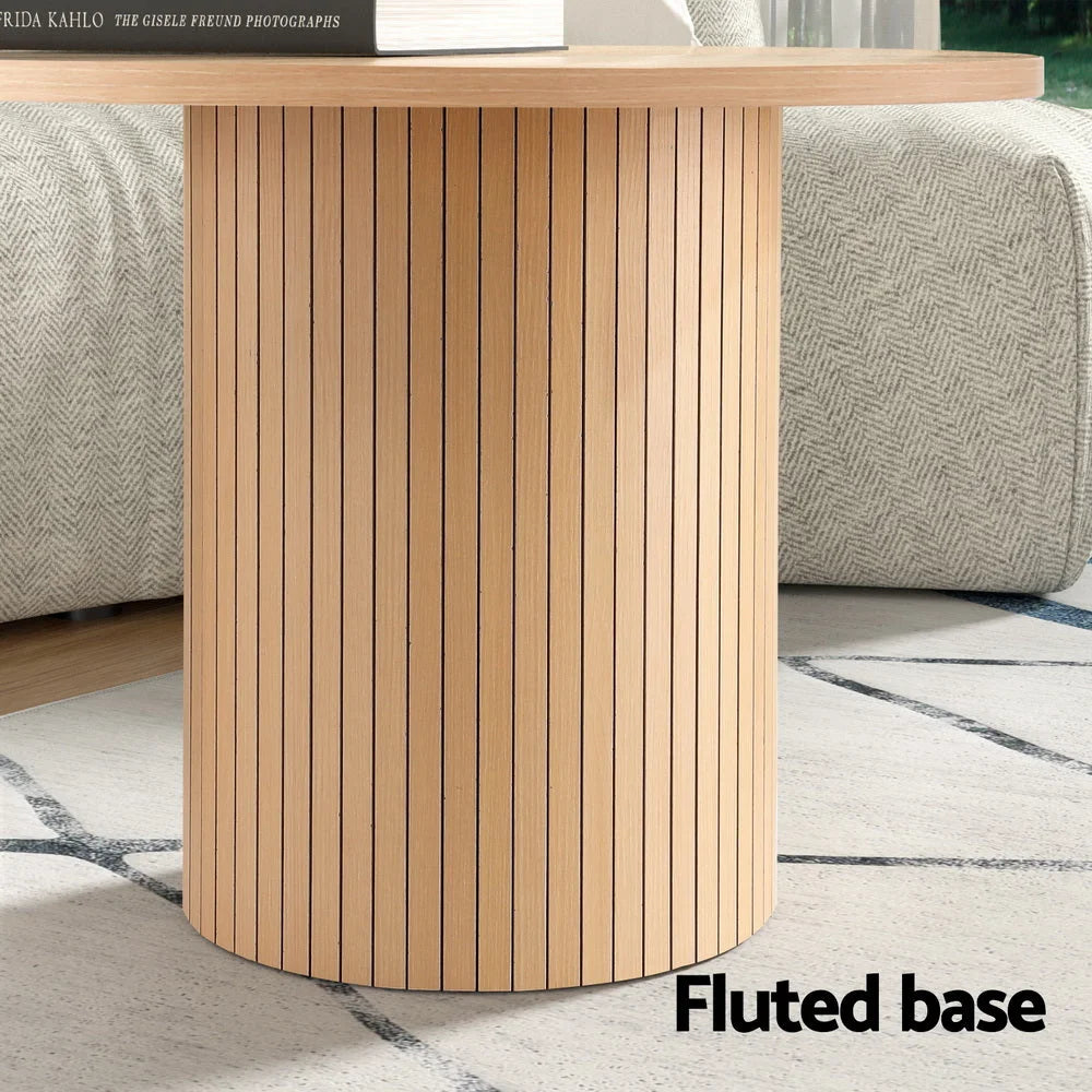 Artiss Coffee Table Round Fluted - Furniture > Living Room