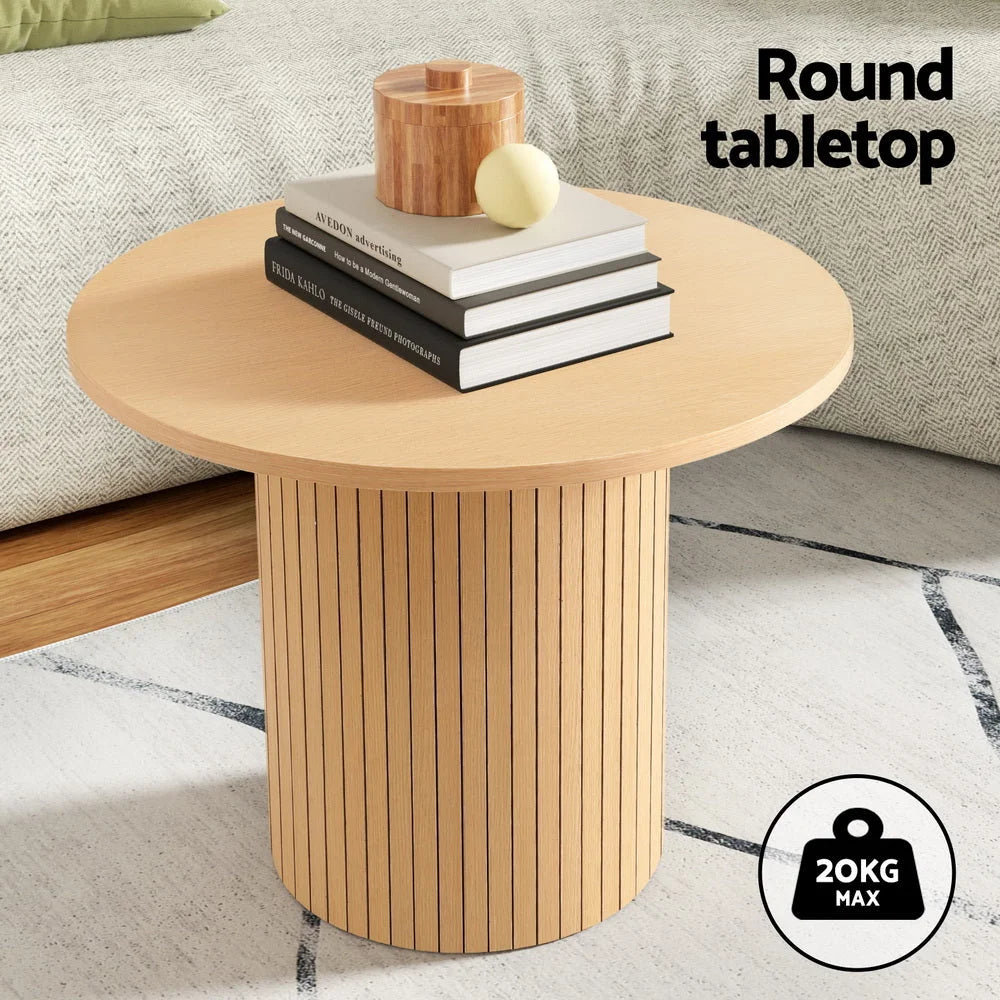 Artiss Coffee Table Round Fluted - Furniture > Living Room