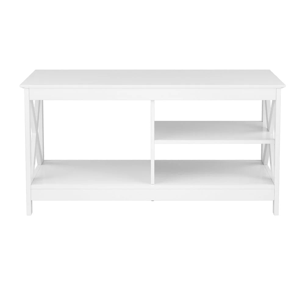 Artiss Coffee Table Storage Shelf White - Furniture >