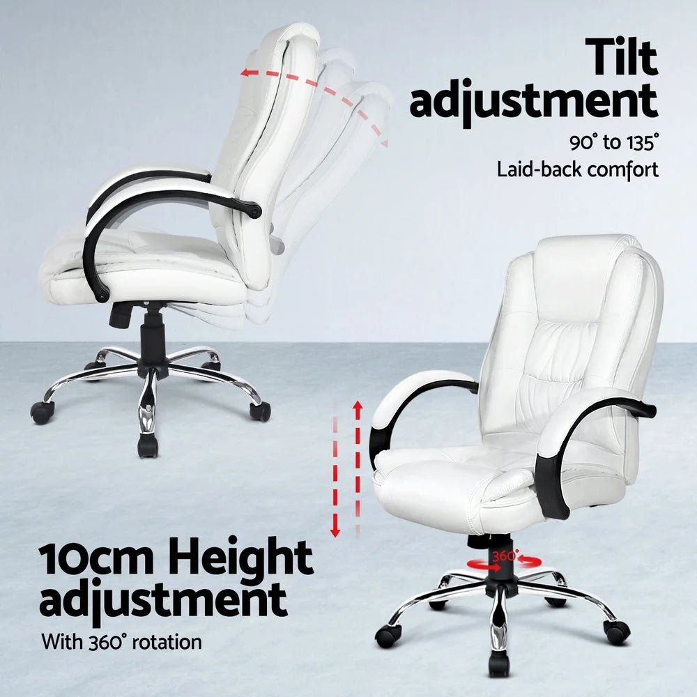 White leather 120cm office chair for household use