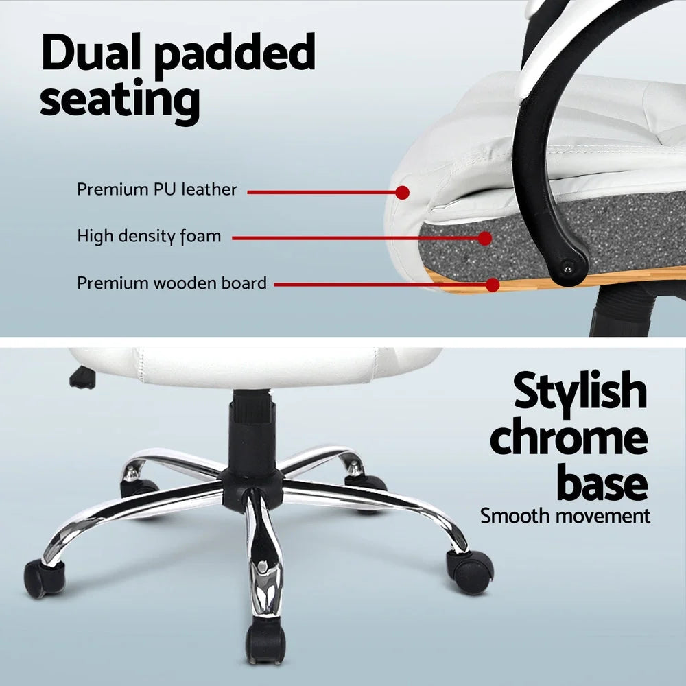 Office chair with computer desk PU high back