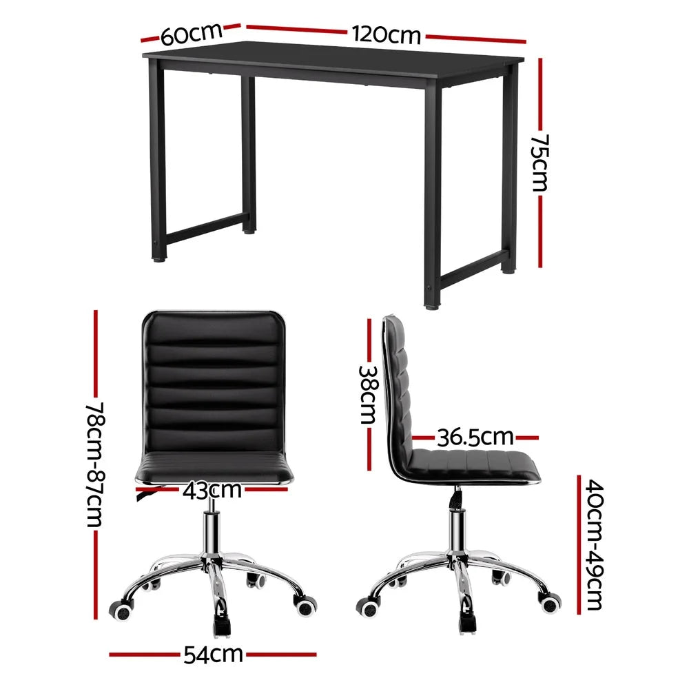 Artiss Computer Desk 120cm Executive Office Chairs Set PU