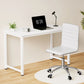 White leather 120cm home office desk with adjustable worktop and sturdy legs