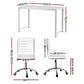 White leather 120cm home office desk with workstation surface and side shelves