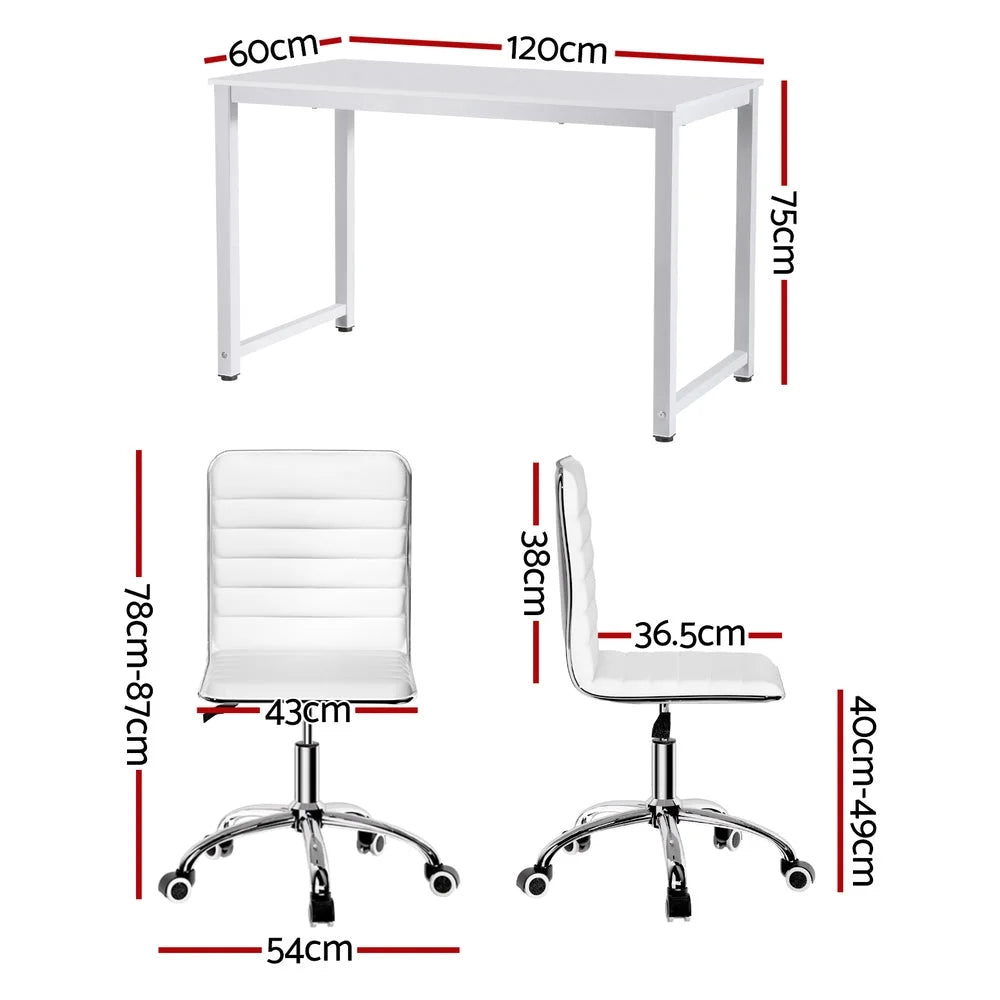 Artiss Computer Desk 120cm Executive Office Chairs Set PU