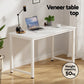 White leather 120cm home office desk with work surface and storage section