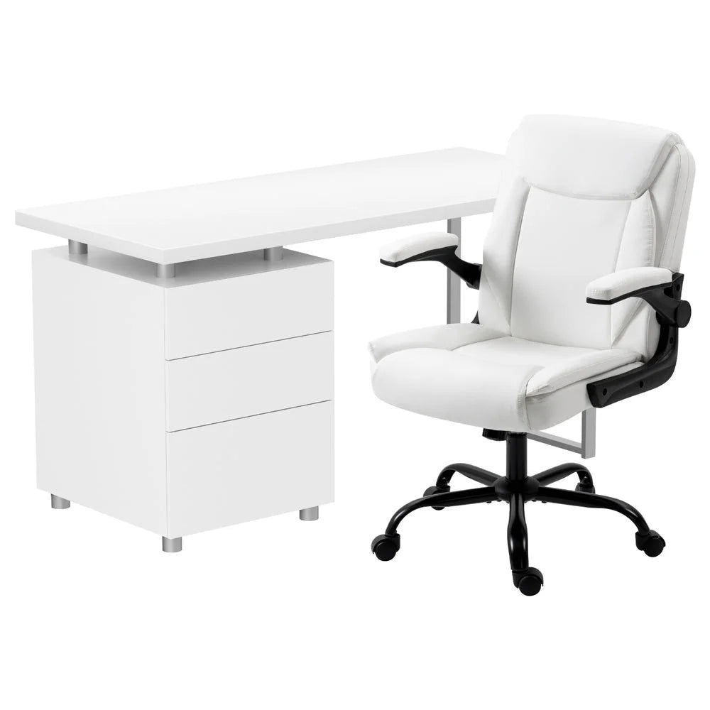 Artiss Computer Desk Executive Office Chairs Sets White