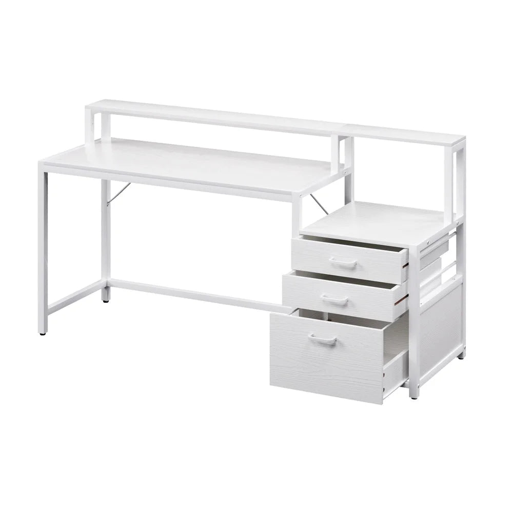 White 160cm desk with computer office study table
