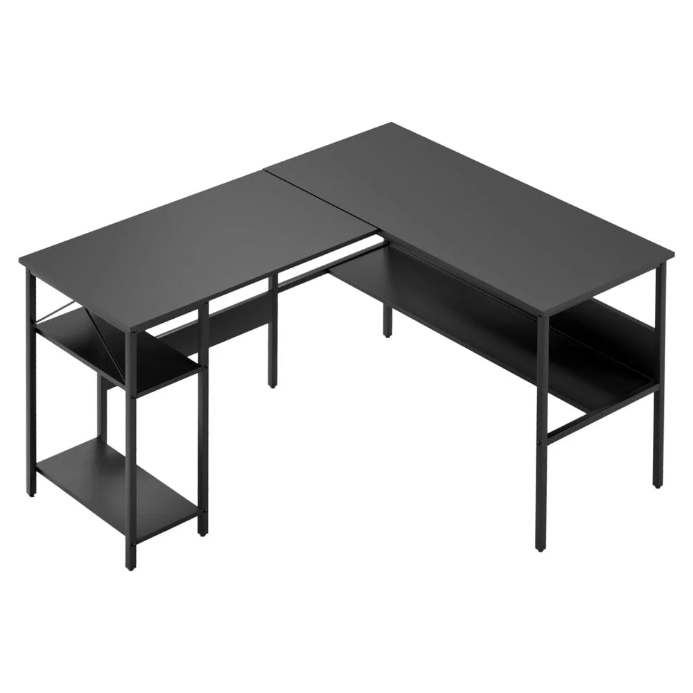 Black desk with computer l shape office