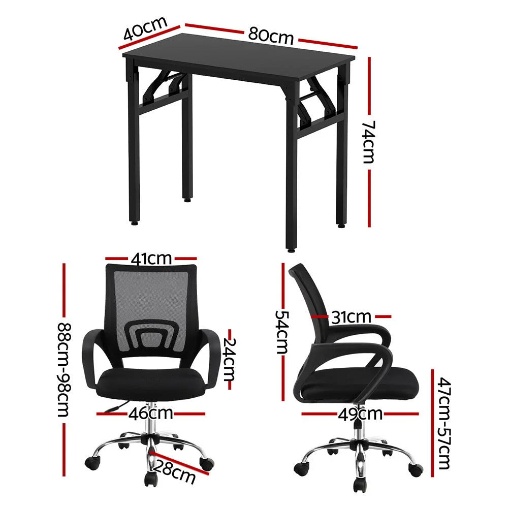 Artiss Computer Desk Mesh Office Chair Set Foldable Home
