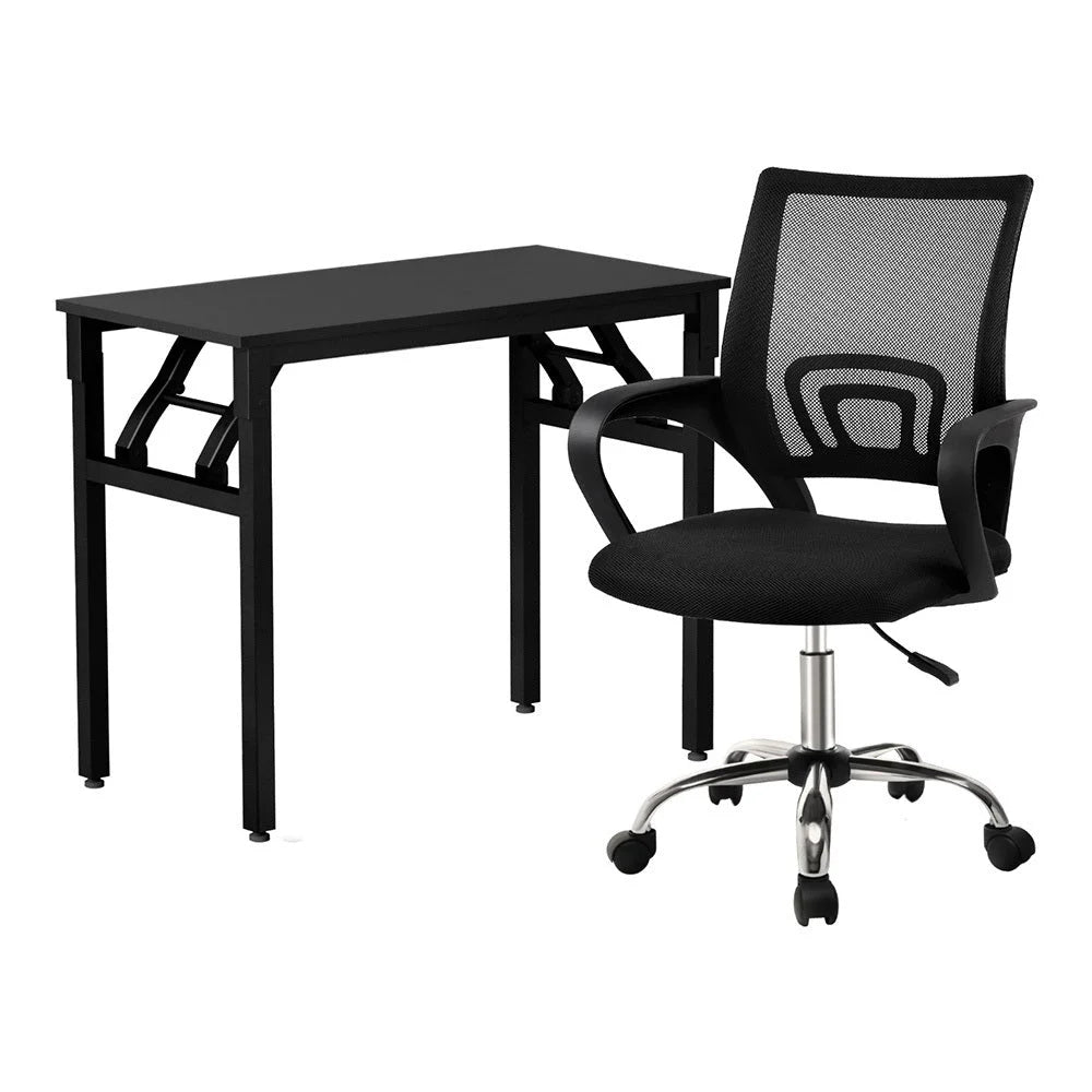 Black office chair with computer desk mesh foldable