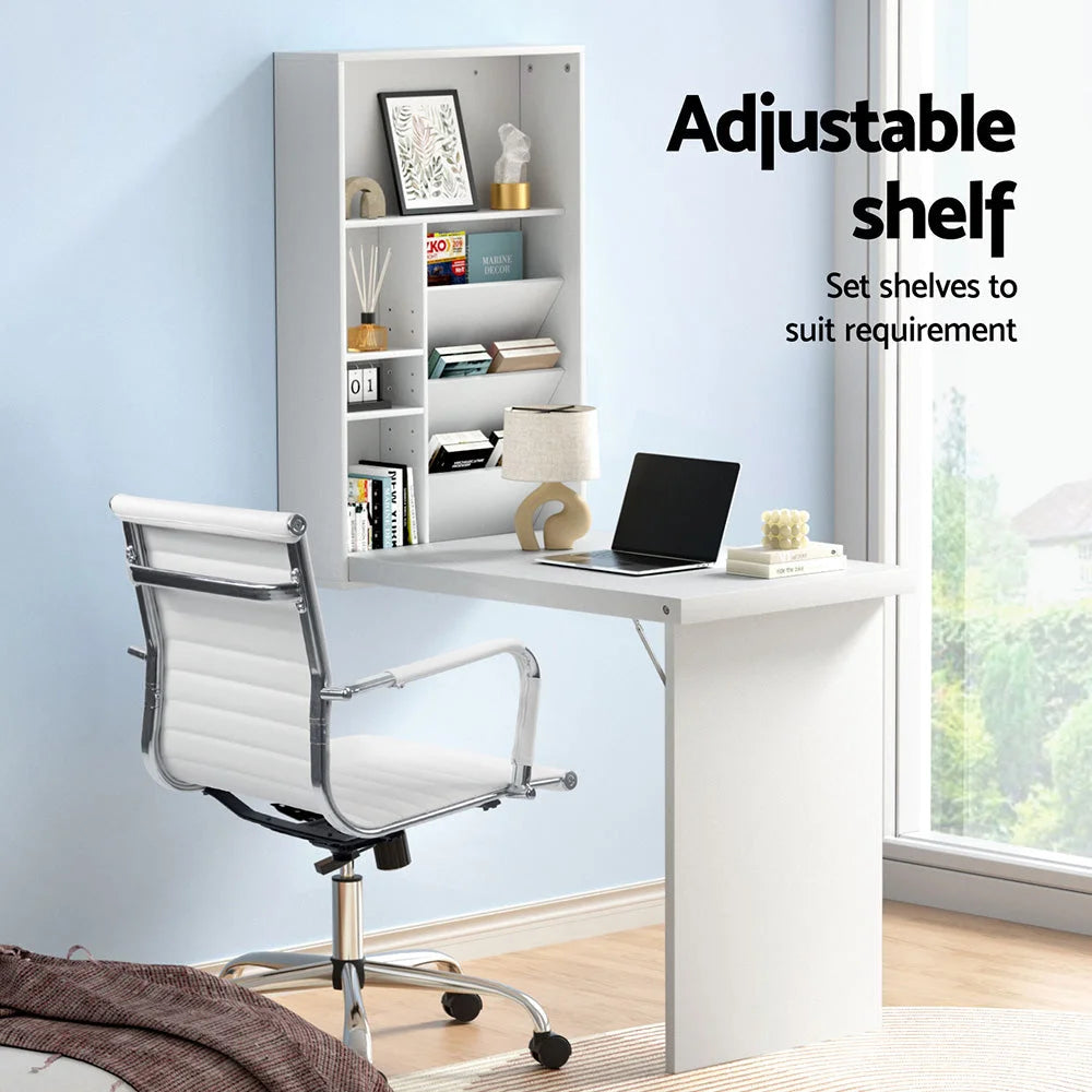 Artiss Computer Desk Office Chair Set PU Leather Wall Mount