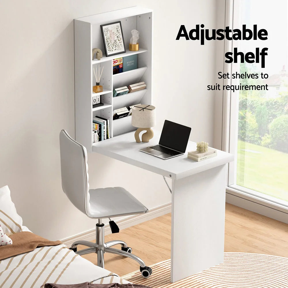 Artiss Computer Desk Office Chair Set PU Leather Wall Mount