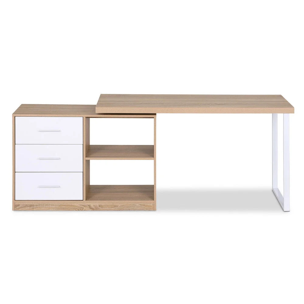 Artiss Computer Desk Swivelling L shape Home Office Storage