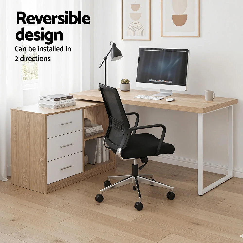 Artiss Computer Desk Swivelling L shape Home Office Storage