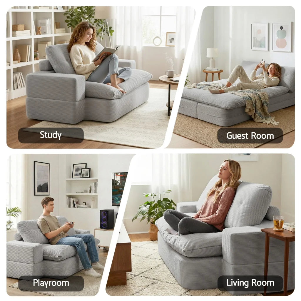 Convertible folding sofa shown in room setting