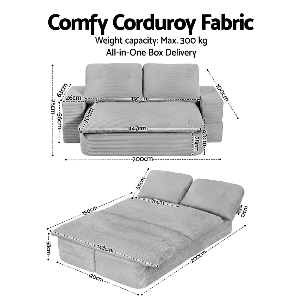 Convertible folding sofa with bed high density foam