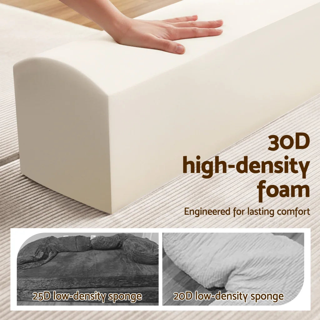 Convertible folding sofa with colour matched pieces and support fittings