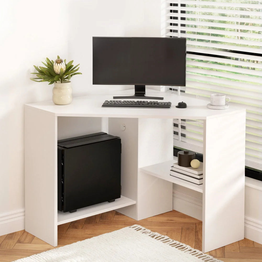 Artiss Corner Computer Desk Shelves CPU Stand L-shape Home