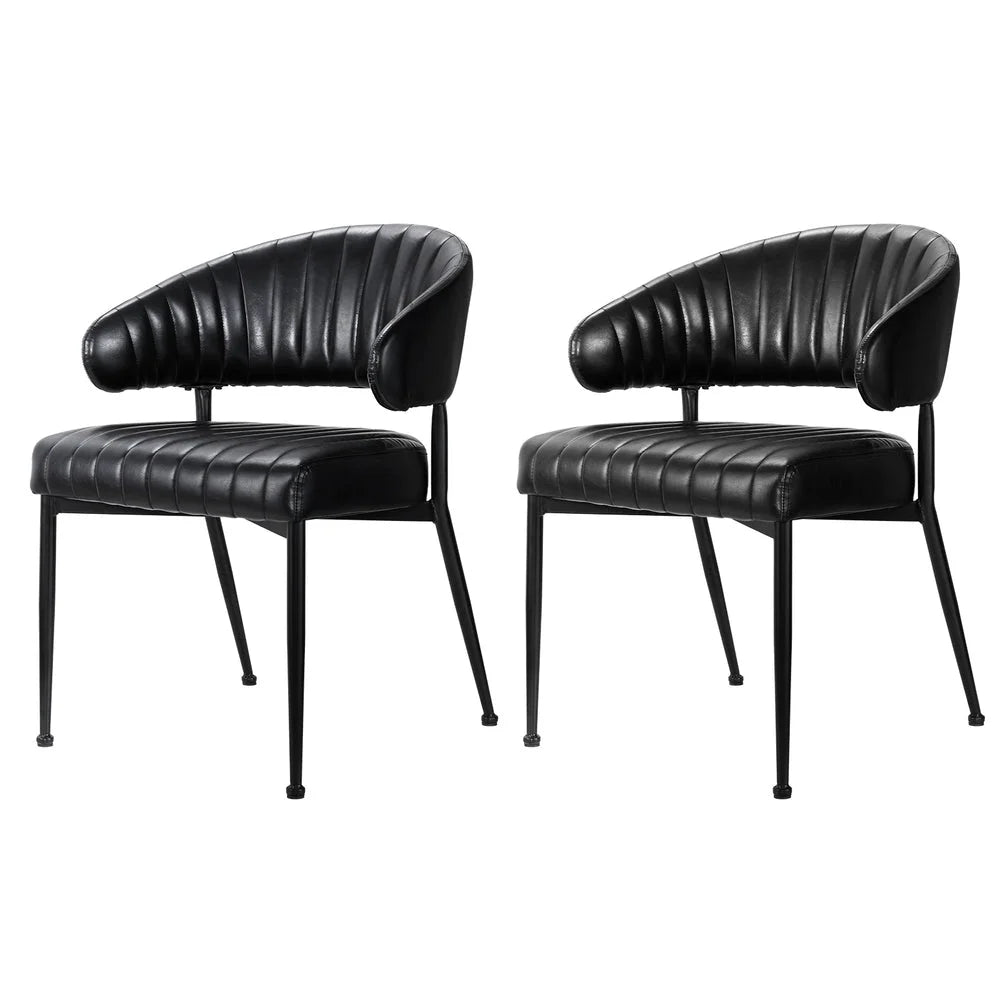 Dining Chairs Set of 2 Leather Hollow Armchair