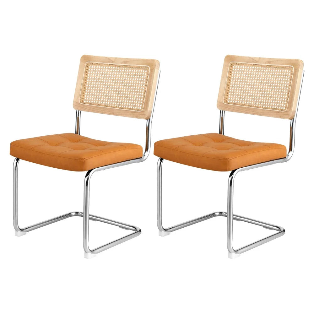 Artiss Dining Chairs Set of 2 PU Leather Rattan Cantilever