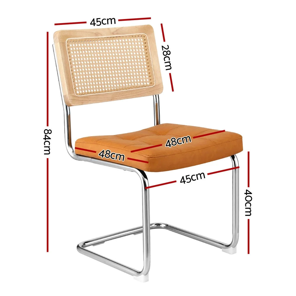 Artiss Dining Chairs Set of 2 PU Leather Rattan Cantilever