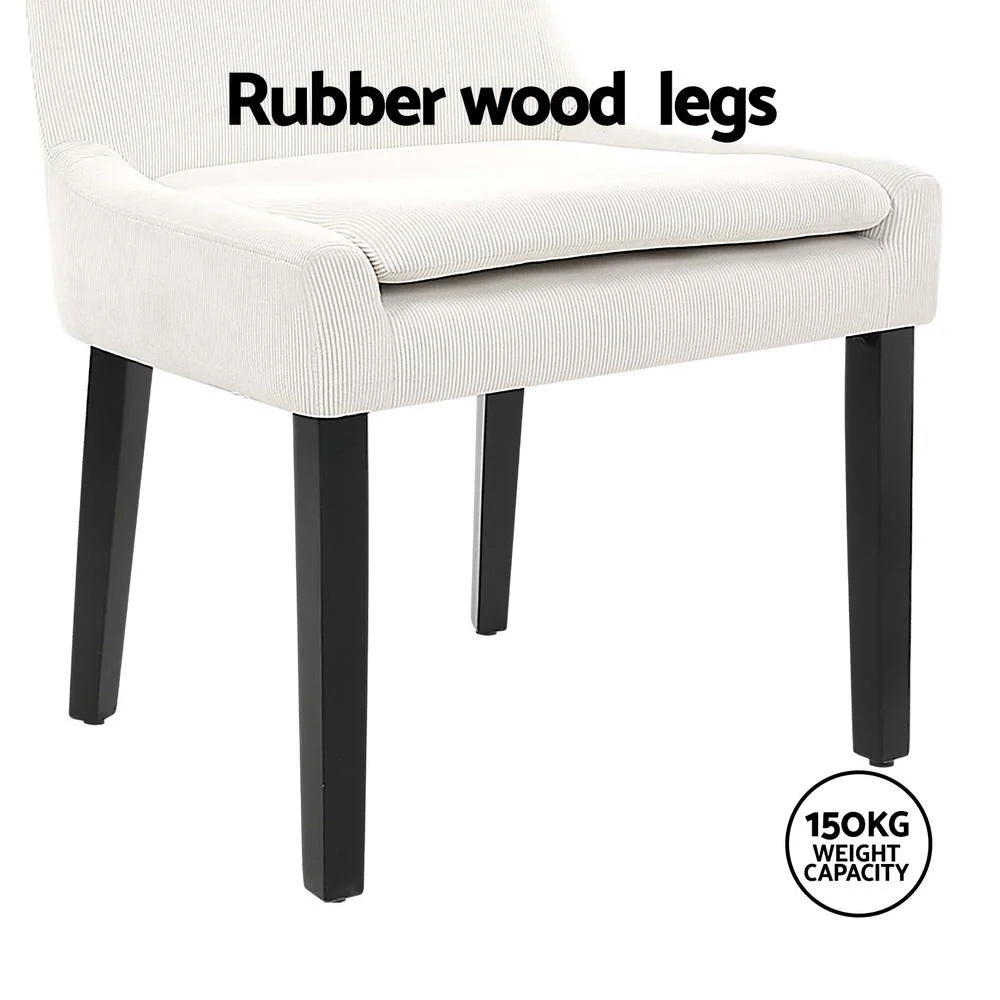 Artiss Dining Chairs Set of 4 Corduroy Wooden Beige